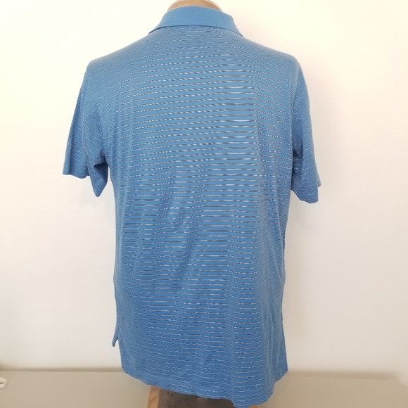 Peter Millar Blue Striped Polo Size Medium - Picture 4 of 11